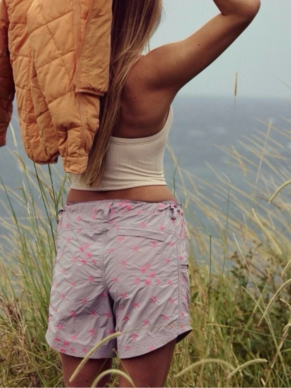 Free People Movement In The Wild Hike Shorts Embroidered Oyster Combo Medium NWT